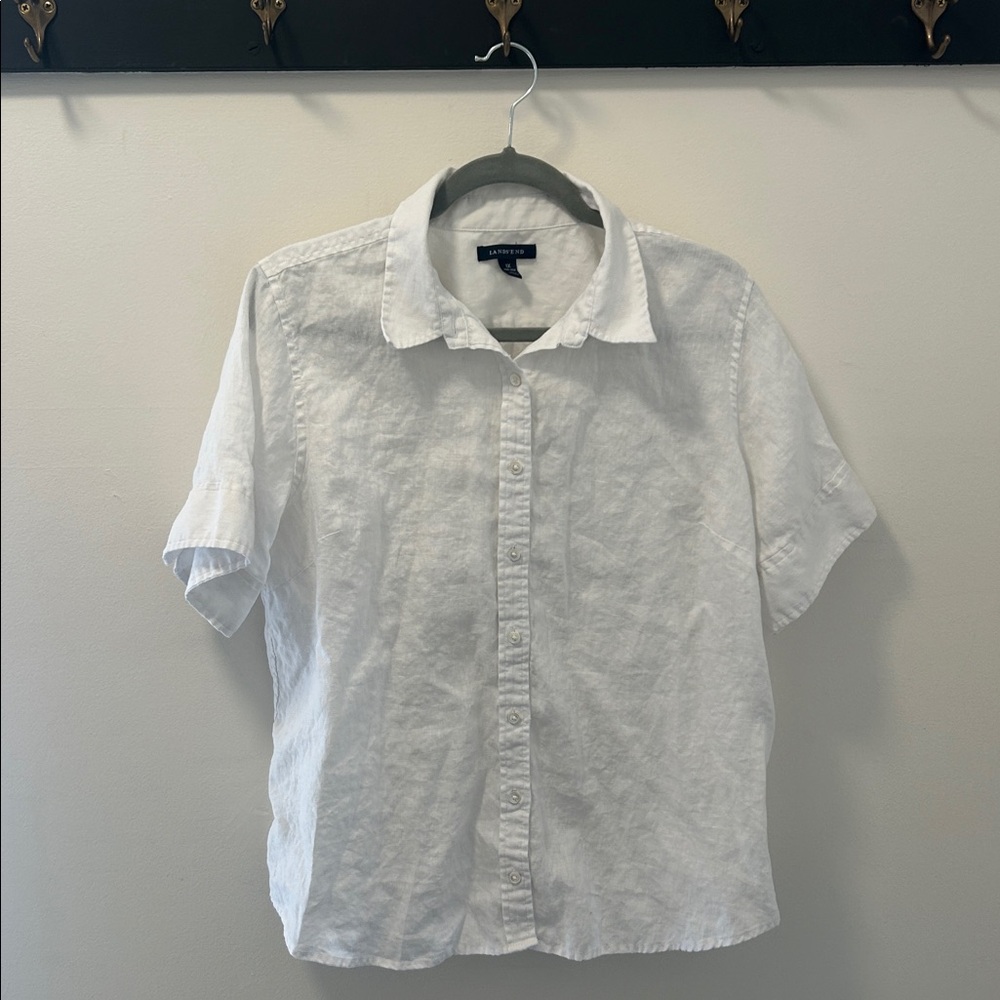 Lands' End Crisp White Button-Up Shirt